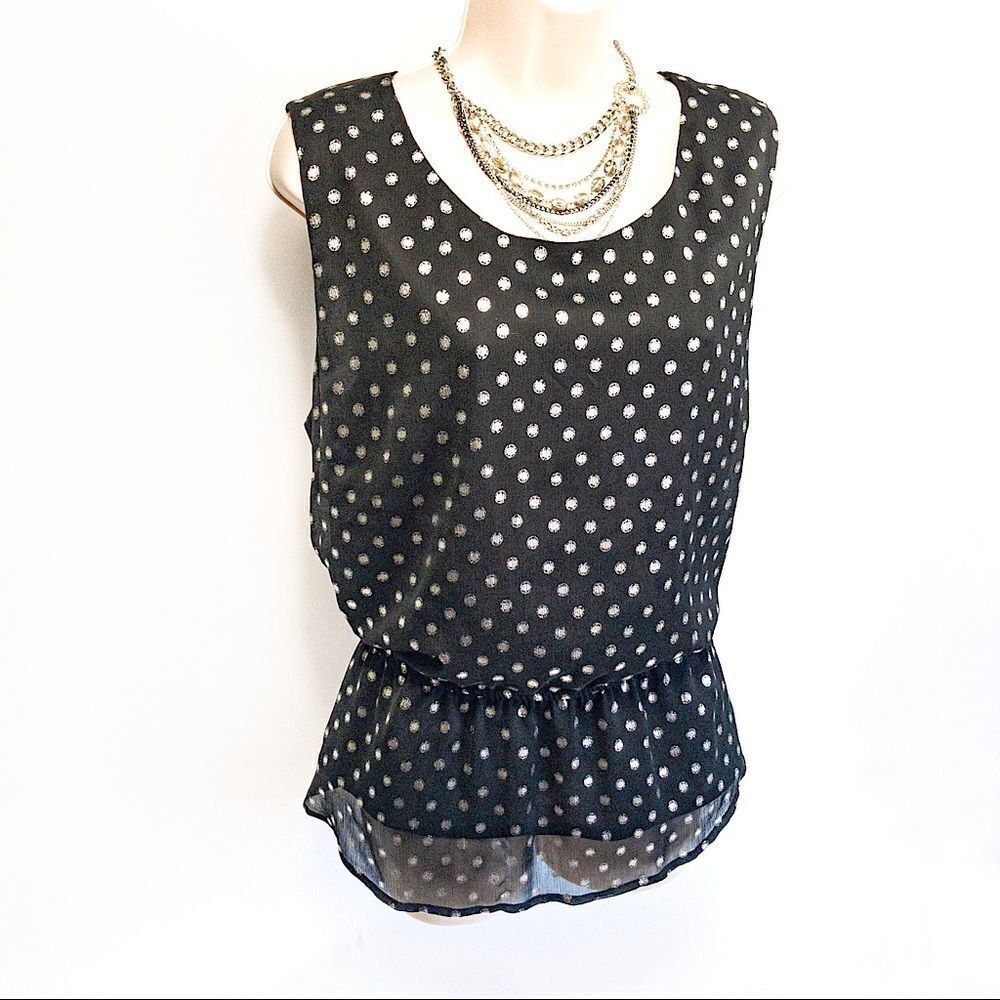 Valerie Stevens Sleeveless Black/Silver Top Sz XL